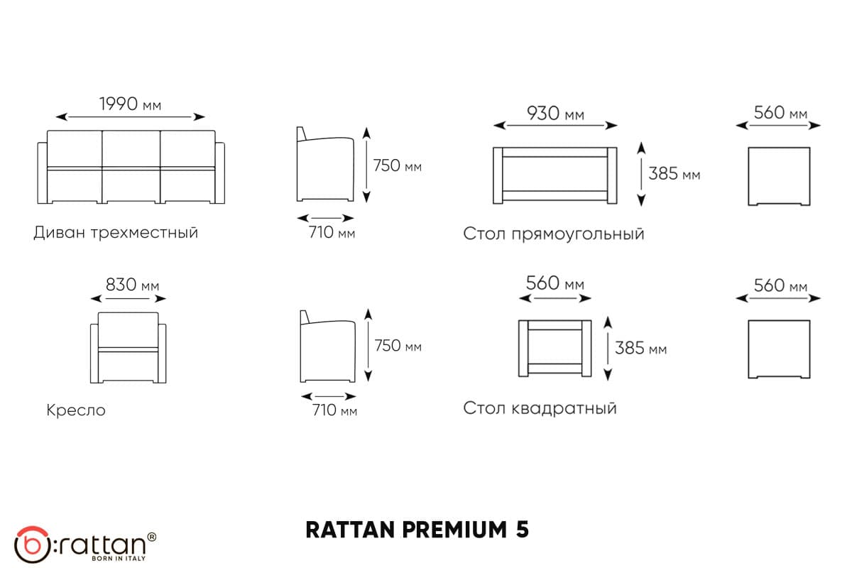 Комплект мебели RATTAN Premium 5 венге оранжевые подушки