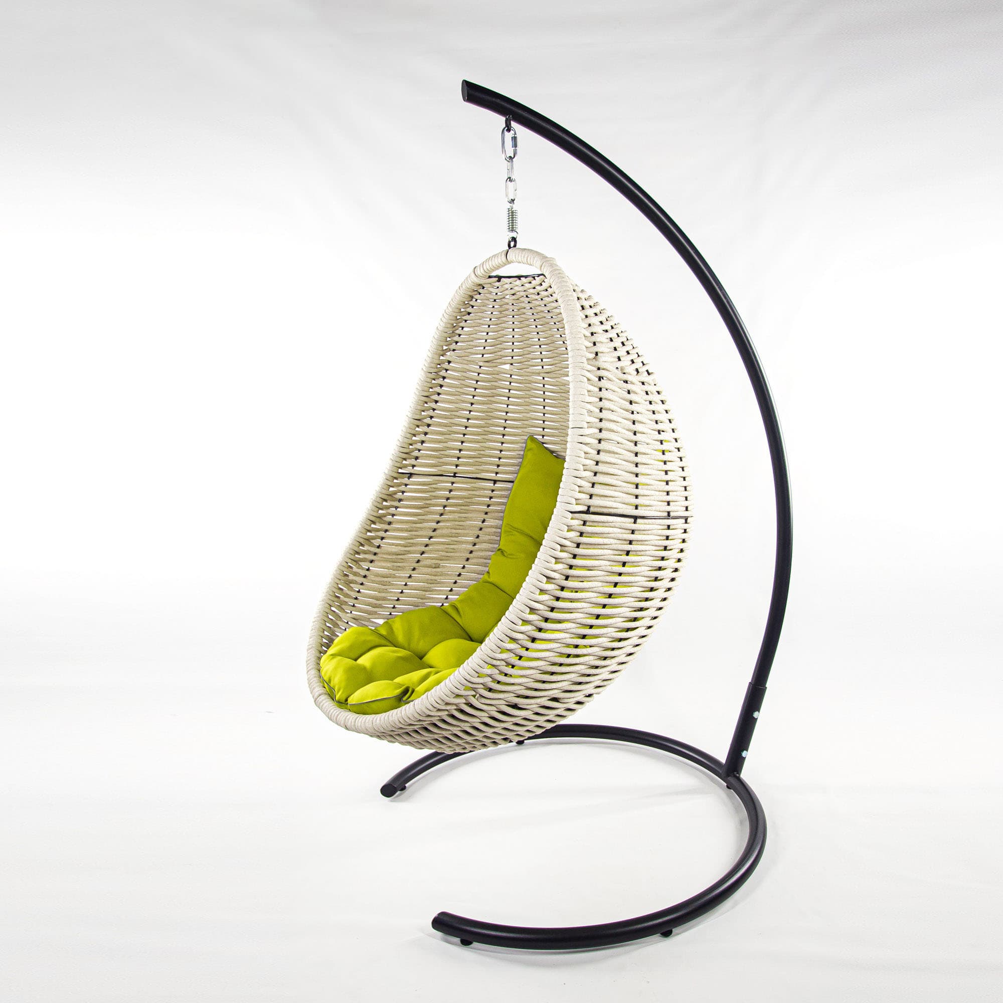 Мебель из ротанга плетеное подвесное кресло-кокон белый желтая подушка