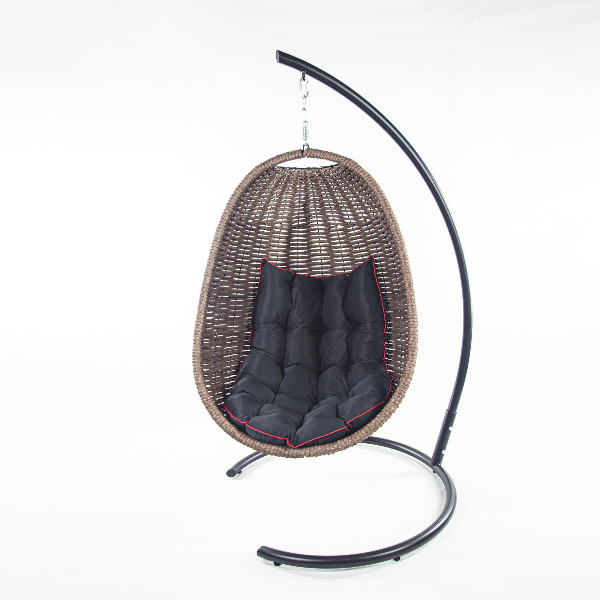 Мебель из ротанга плетеное подвесное кресло-кокон коричневый черная подушка