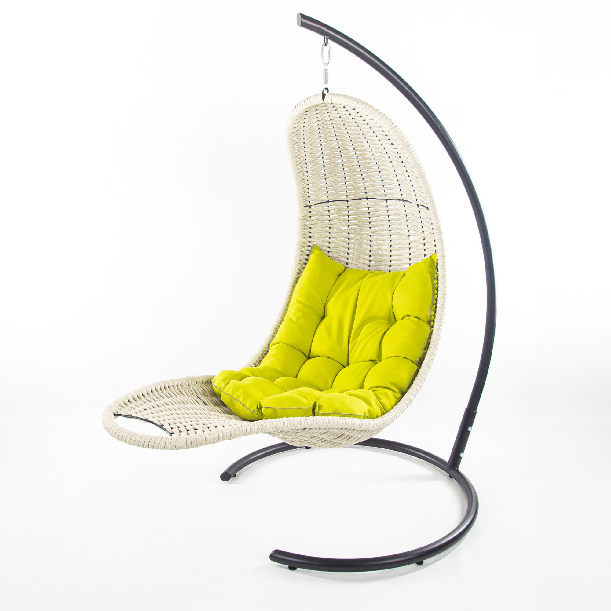 Мебель из ротанга плетеное подвесное кресло-шезлонг белый желтая подушка
