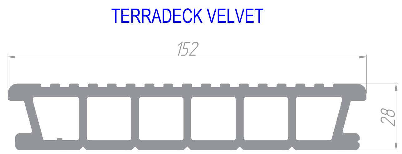 Террасная доска ДПК TERRADECK VELVET серый