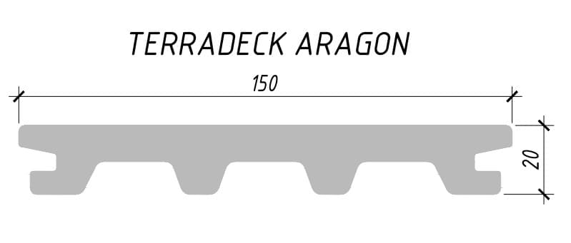 Террасная доска ДПК полнотелая TERRADECK ARAGON серый