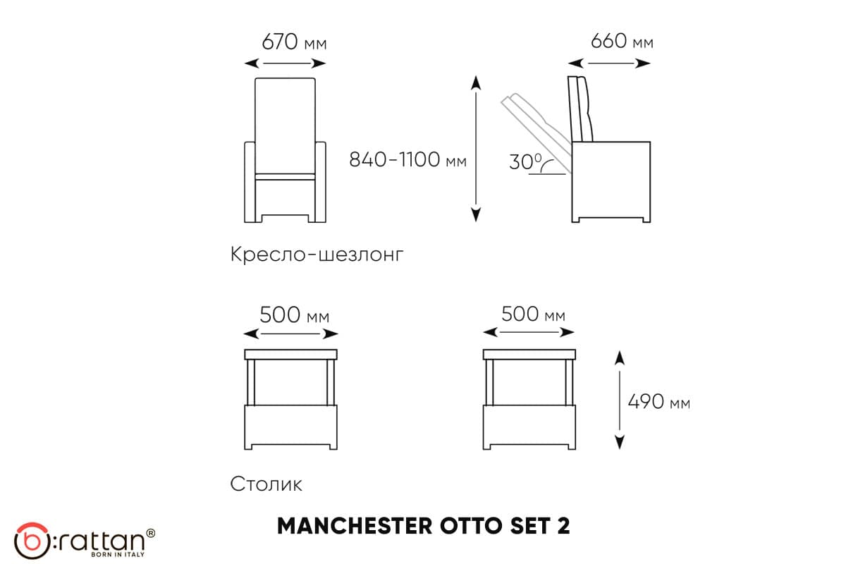 Комплект уличной мебели MANCHESTER SET 2 серый