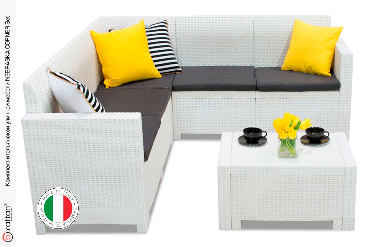 Комплект мебели NEBRASKA CORNER Set (углов. диван, столик) белый