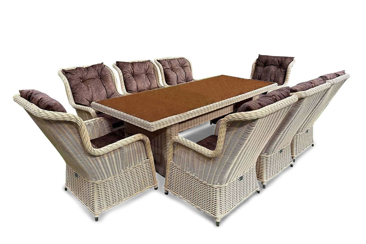 Комплект мебели МОККА SAN MARINO (стол обеденный, 8 кресел), Бежевый