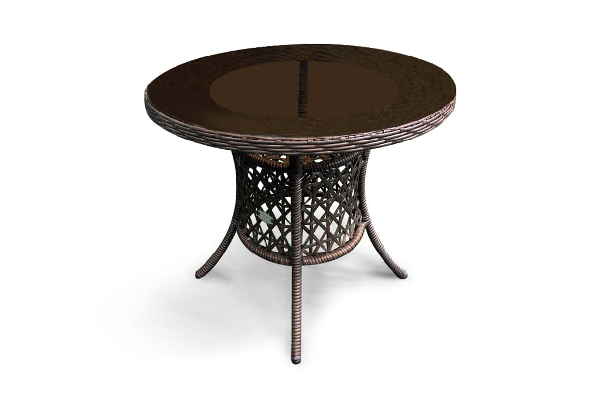 Комплект мебели МОККА FANO (стол обеденный круглый, 4 кресла), Темно-коричневый