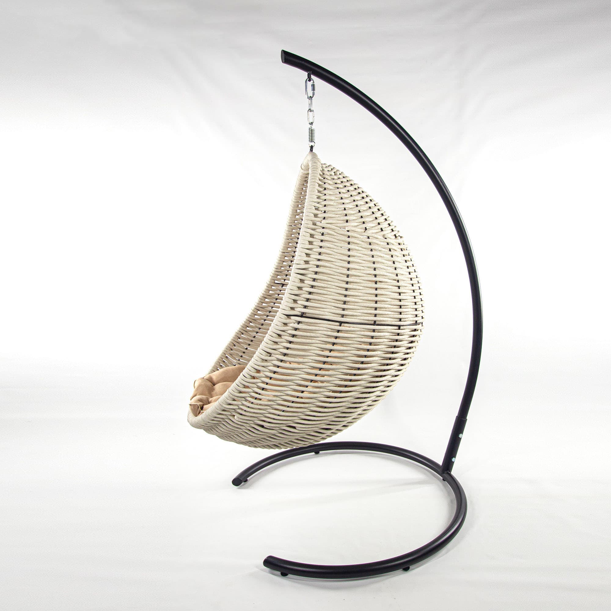 Мебель из ротанга плетеное подвесное кресло-кокон белый бежевая подушка