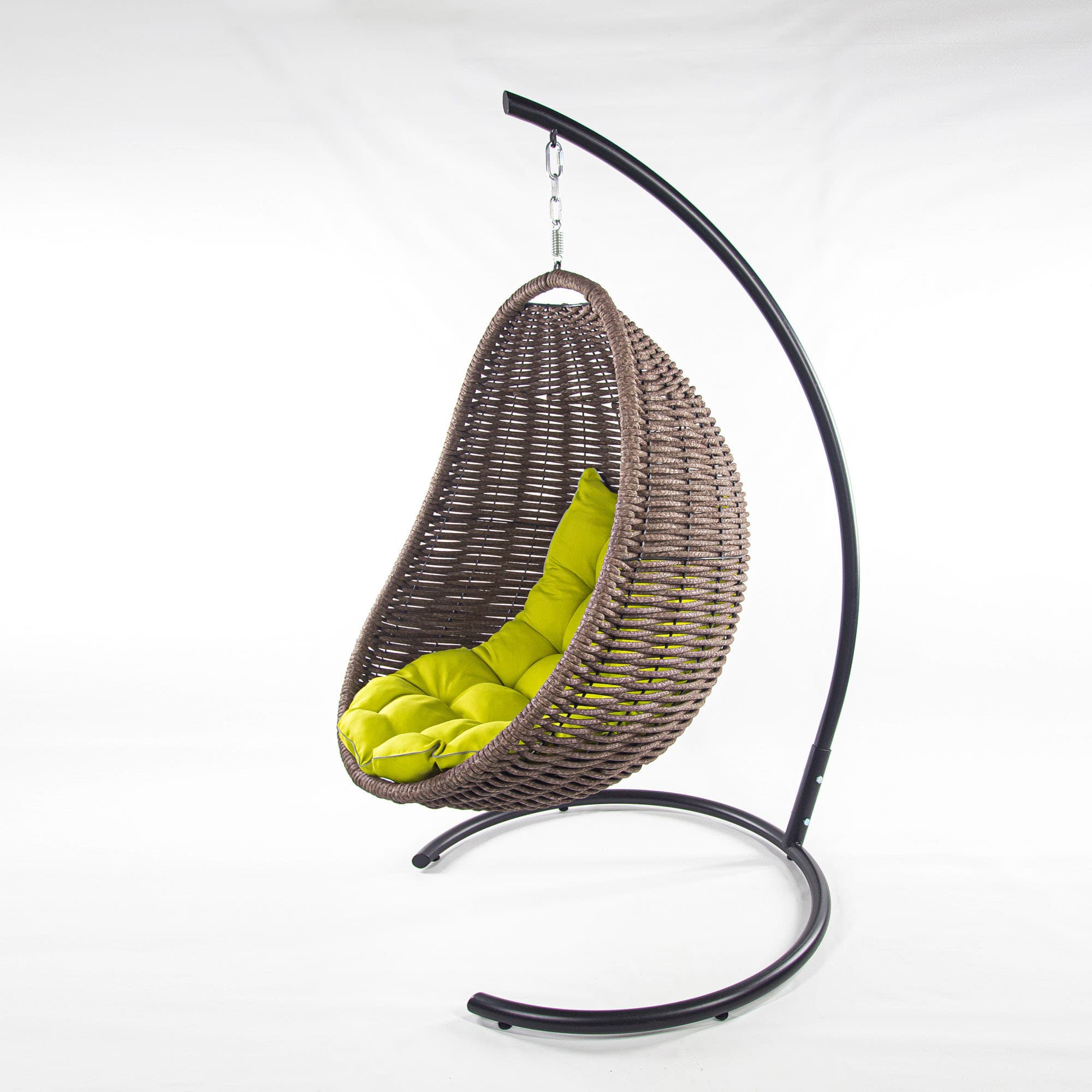 Мебель из ротанга плетеное подвесное кресло-кокон коричневый желтая подушка