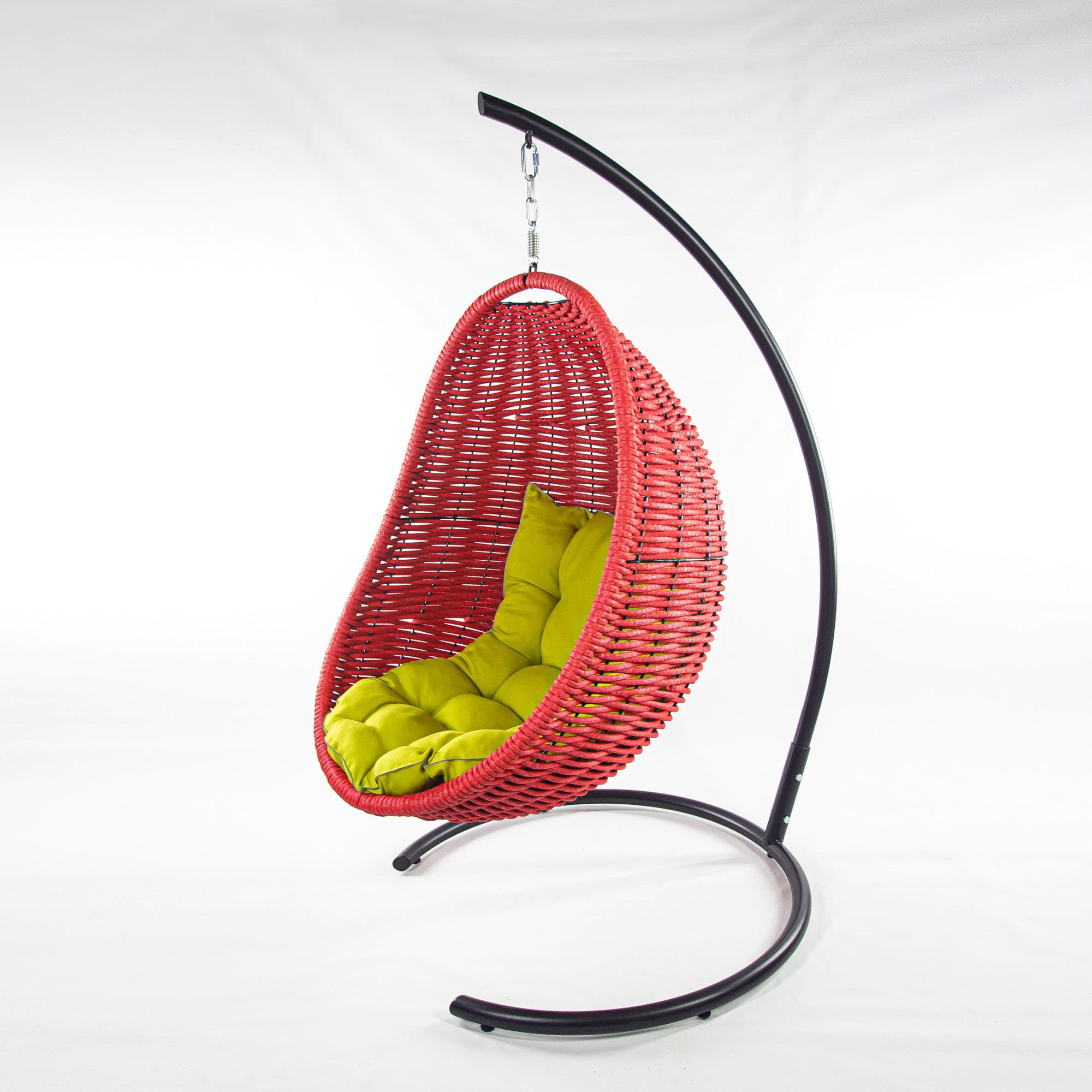 Мебель из ротанга плетеное подвесное кресло-кокон красный желтая подушка