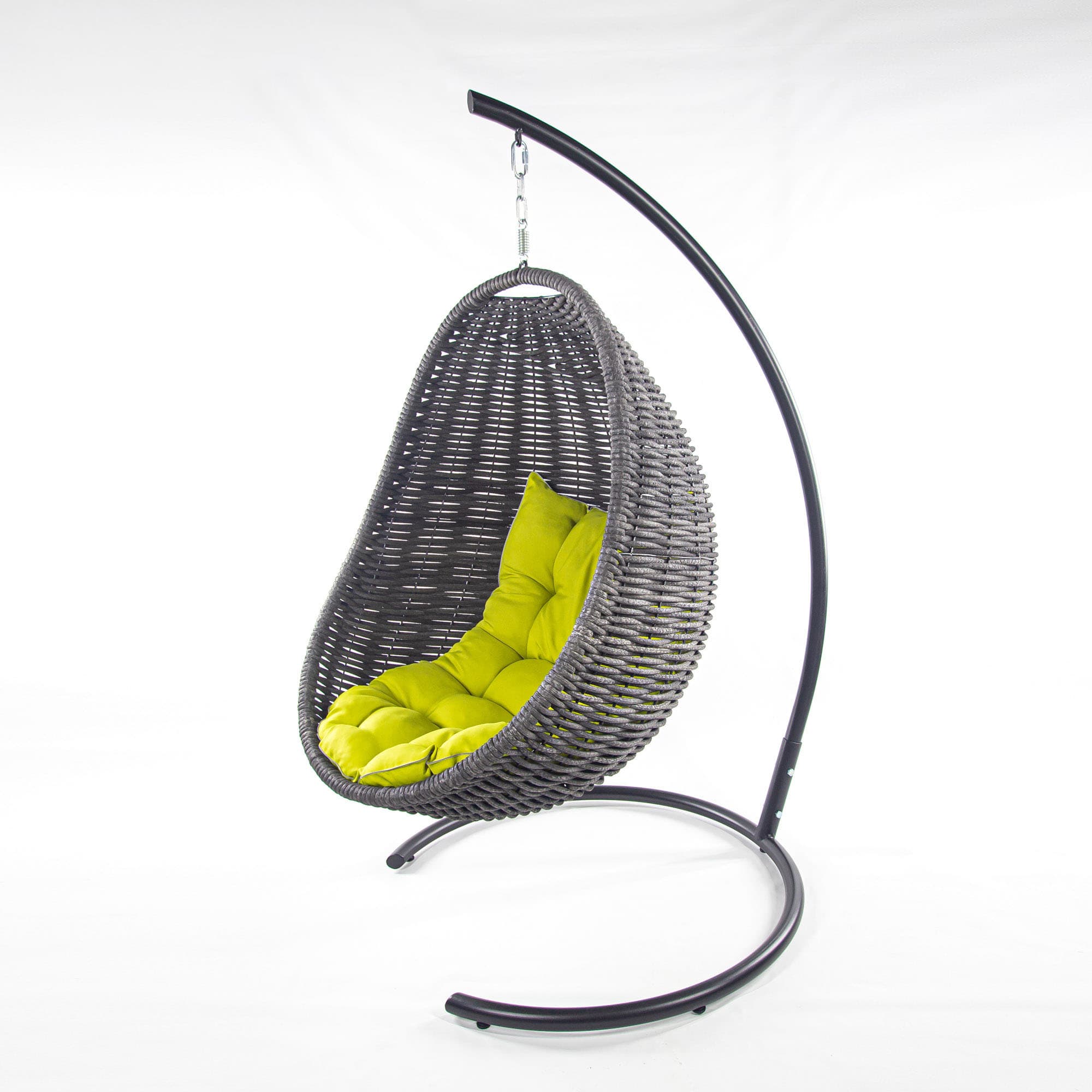 Мебель из ротанга плетеное подвесное кресло-кокон черный желтая подушка