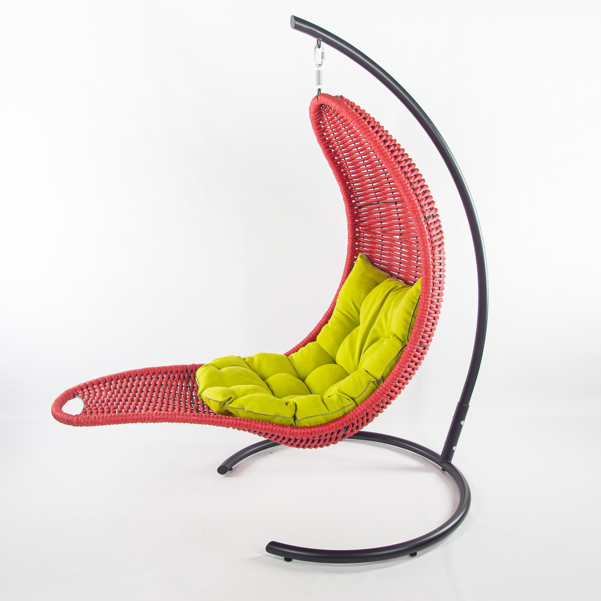 Мебель из ротанга плетеное подвесное кресло-шезлонг красный желтая подушка