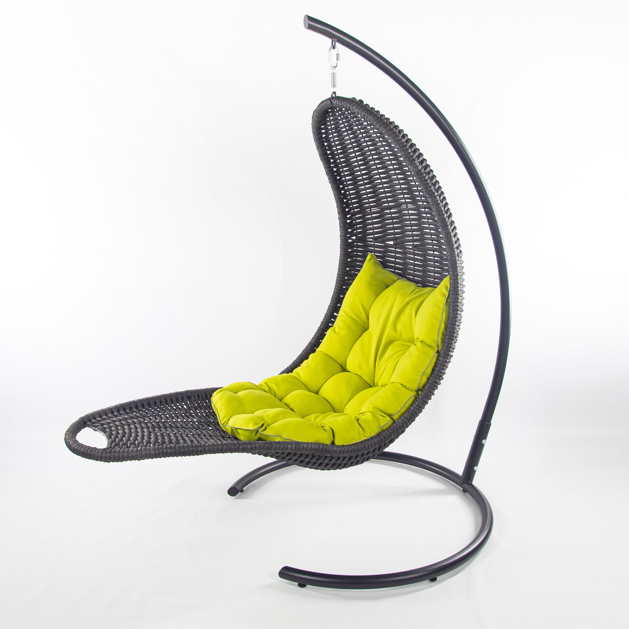 Мебель из ротанга плетеное подвесное кресло-шезлонг черный желтая подушка