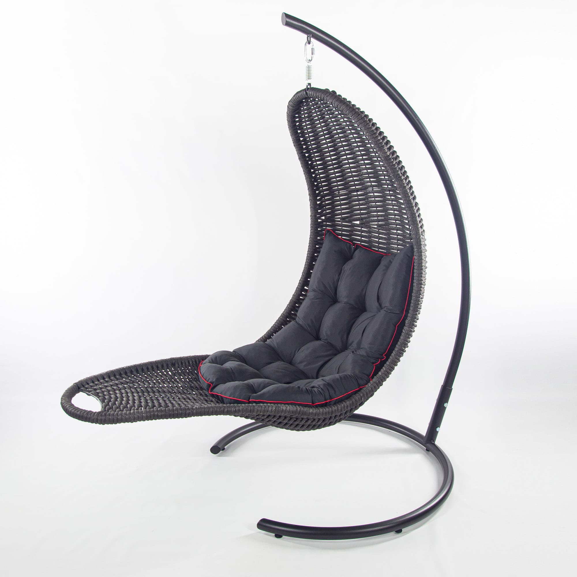 Мебель из ротанга плетеное подвесное кресло-шезлонг черный черная подушка