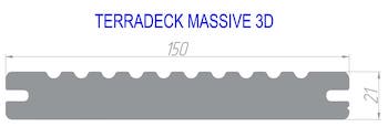 Террасная доска ДПК полнотелая TERRADECK MASSIVE 3D серый (сторона Б)