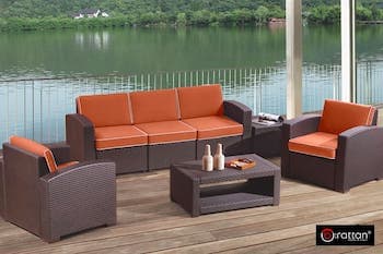 Комплект мебели RATTAN Premium 5 венге оранжевые подушки