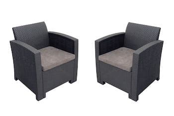 Кресло ARIZONA (2 шт) антрацит подушки серые
