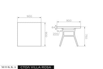 Комплект мебели MOKKA VILLA ROSA (стол обеденный квадратный, 4 кресла 