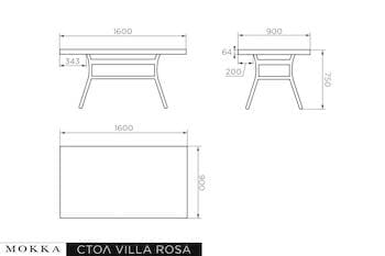 Комплект мебели MOKKA VILLA ROSA (стол обеденный прямоугольный, 6 кресел) 
